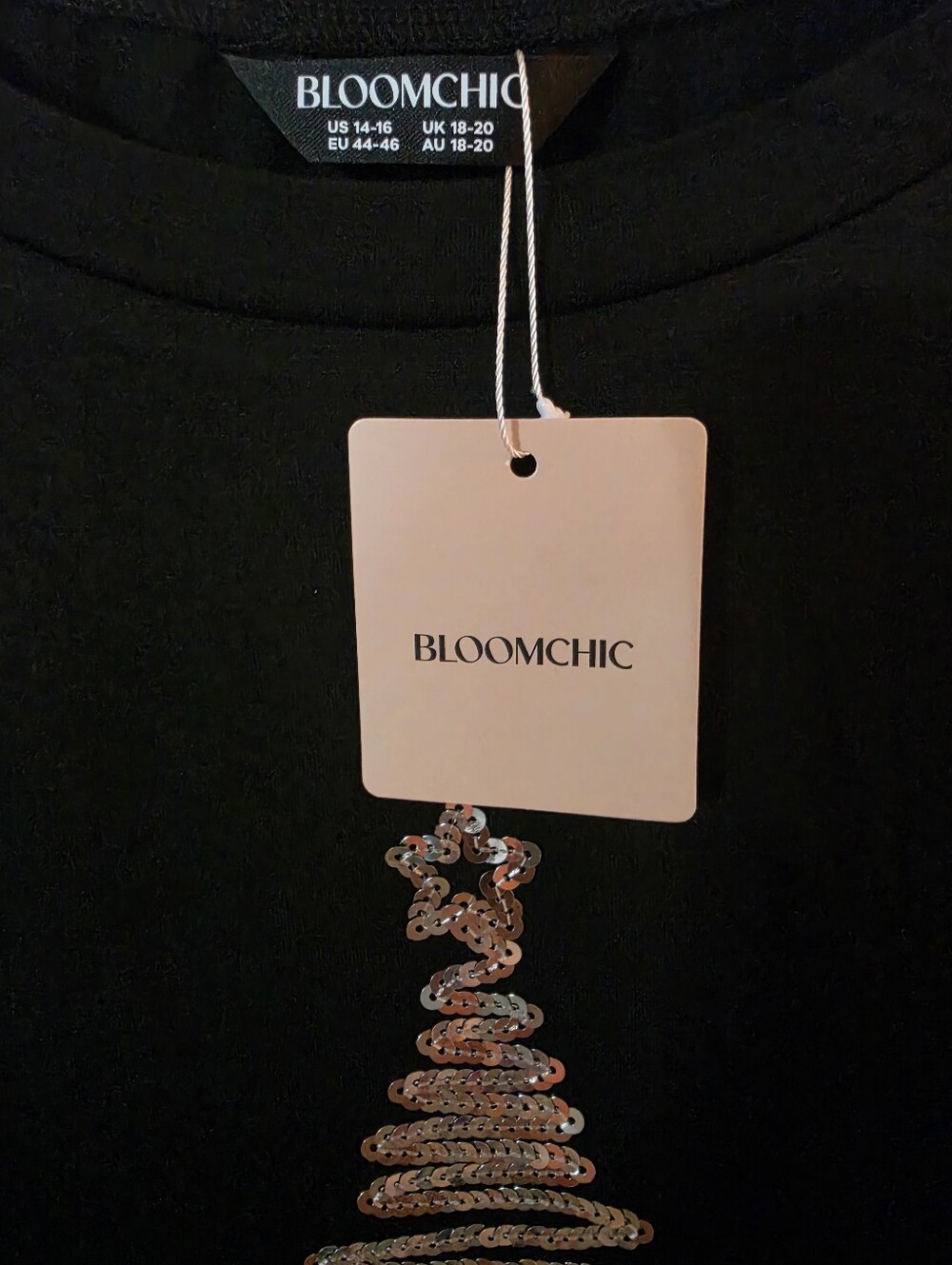 BloomChic NWT Sequin Christmas Tree Long Sleeve Top Size 14/16 - Picture 4 of 4